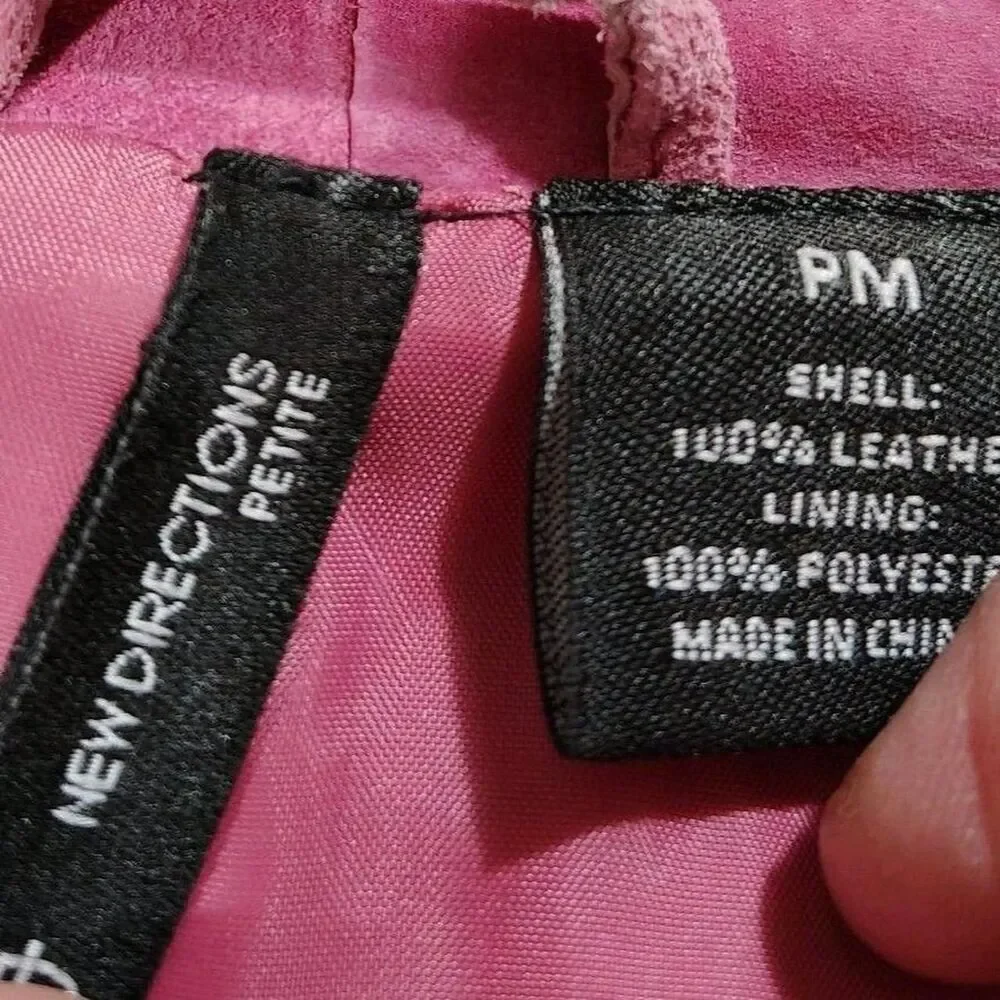 Pink Ruffle Suede Jacket Petite Size M Fitted Hook Front Y2K Feminine Soft Girl - Picture 5 of 8